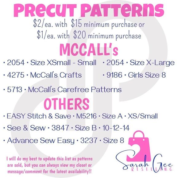 INCREDIBLE SEWING PATTERNS SALE!! PLEASE READ DESCRIPTION!! MUST GO!!! - Picture 3 of 5